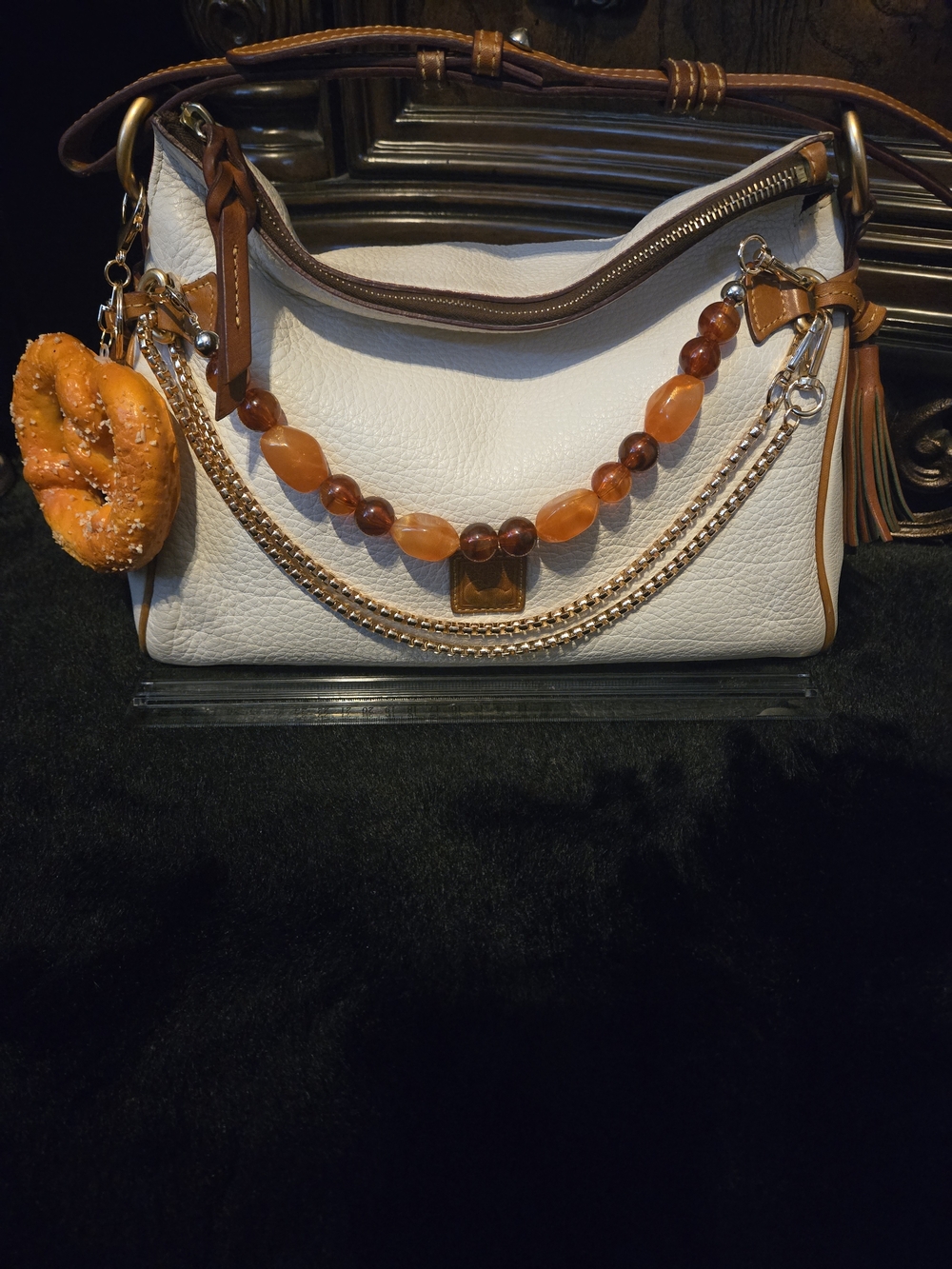Dooney & Bourke Vintage Florentine Leather Satchel Regular Cream